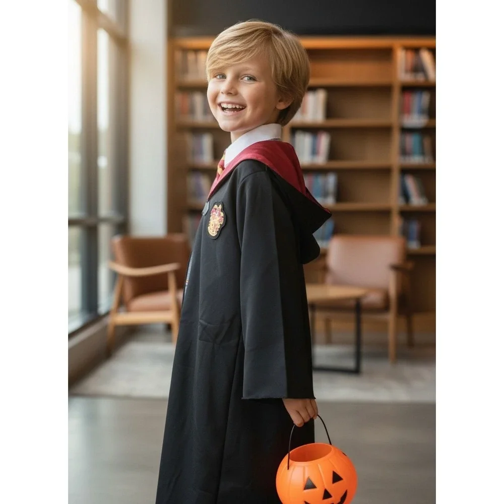 Harry Potter Gryffindor Robe Costume Kids Large 10-12 Black Burgundy Hooded L